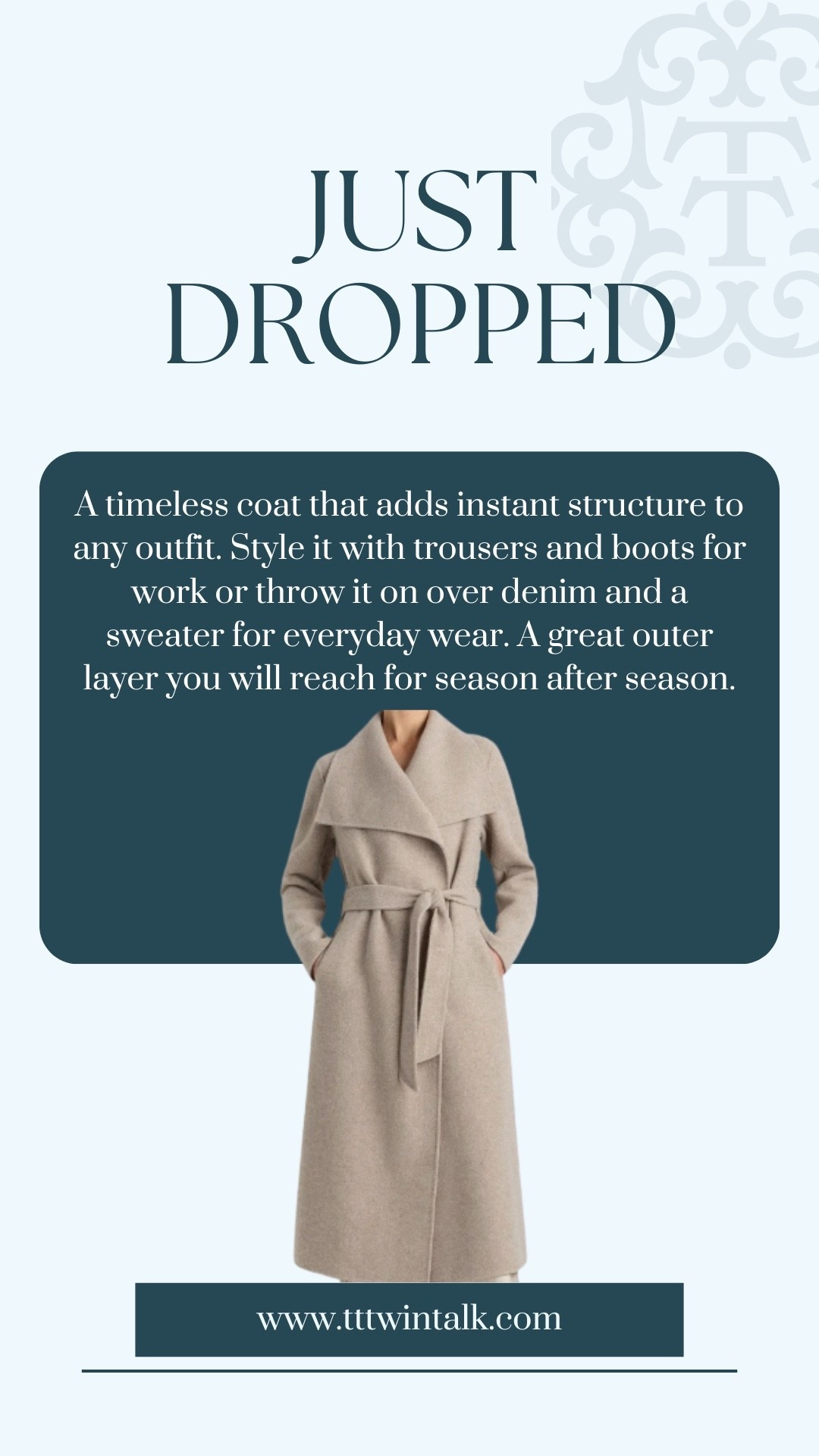 A timeless coat that adds instant structure to any outfit. Style it with trousers and boots for work or throw it on over denim and a sweater for everyday wear. A great outer layer you will reach for season after season.

#LTKOver40 #LTKMidsize #LTKSeasonal