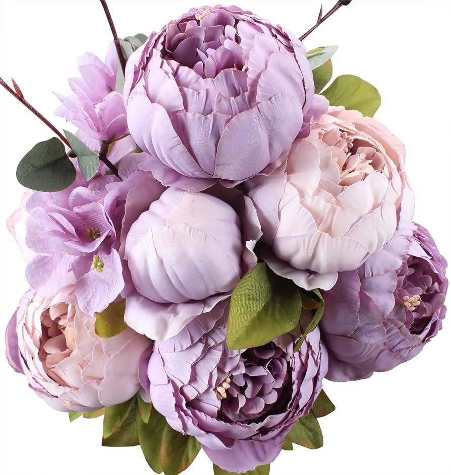 Duovlo Fake Flowers Vintage Artificial Peony Silk Flowers Wedding Home Decoration,Pack of 1 (New ... | Amazon (US)