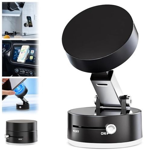 Vacuum Suction Phone Holder, 2025 New Suction Phone Mount, Foldable and Retractable Double-Sided Phone Holder, Folding Swivel Stand for Car/Mirror/Gym (Black) | Amazon (US)