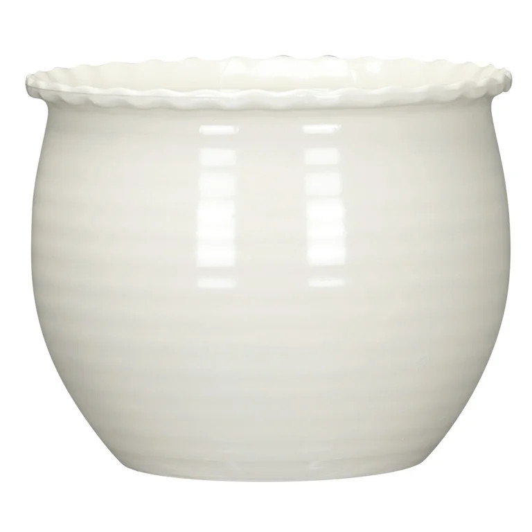 Mainstays Brooke 8" x 8" x 6.5" Round Vanilla Dream 100% Recycled Resin Planter | Walmart (US)