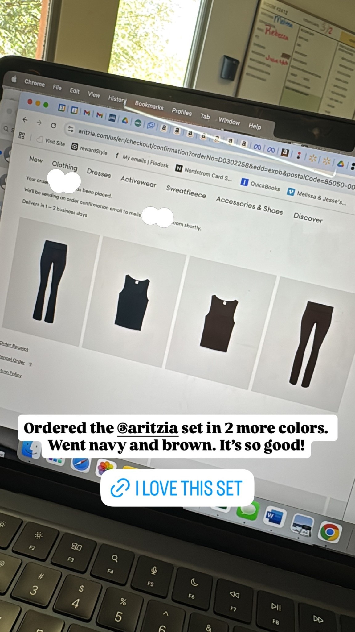Ordered the @aritzia set in 2 more colors. Went navy and brown. It’s so good!