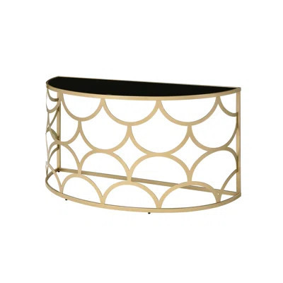 Gold Console Table With Tempered Glass Top And Metal Base, Half-Moon Shape, 70Lbs Weight Capacity, 54" Width, 29" Height, No Storage Box Table, Finish | Wayfair North America