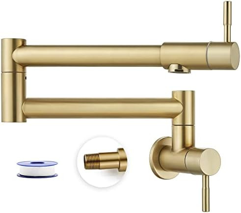 Heyalan Brushed Gold Pot Filler Faucet Folding Stretchable Wall Mount Kitchen Restaurant Sink Fau... | Amazon (US)