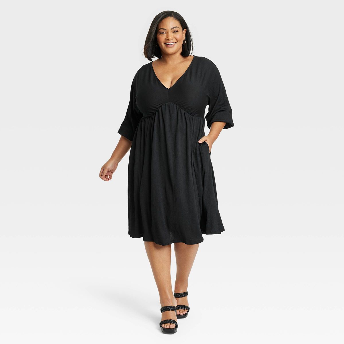 Women's Dolman 3/4 Sleeve Knit Empire Waist Dress - Ava & Viv™ | Target