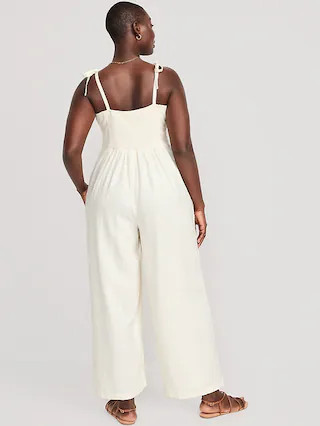 Linen-Blend Tie-Shoulder Corset Cami Jumpsuit for Women | Old Navy (CA)
