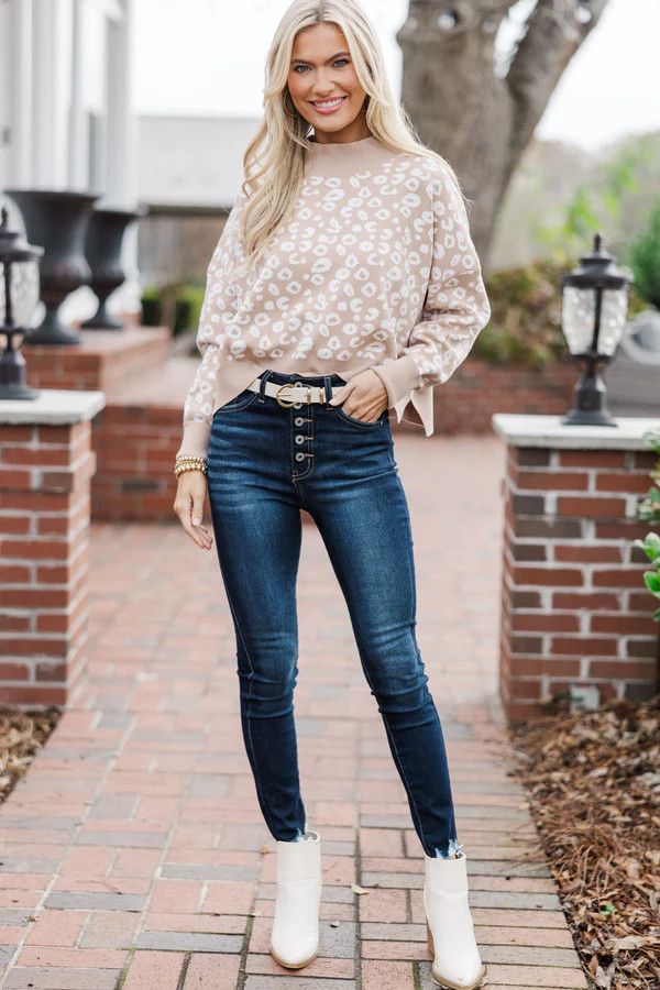 The Keeper Taupe Leopard Sweater | The Mint Julep Boutique