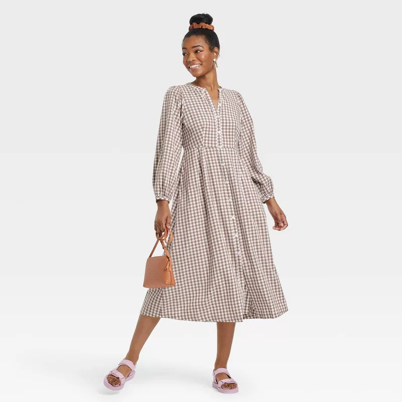 Women's Balloon Long Sleeve Button-Front Dress - Universal Thread™ | Target