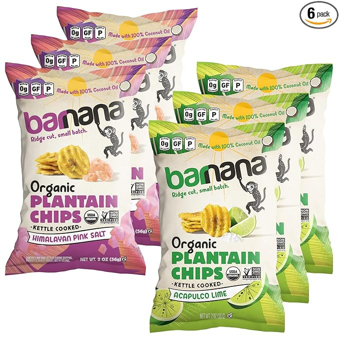 Barnana - Organic Plantain Chips, Acapulco Lime, Healthy Snack Made With 100% Coconut Oil, Non-GM... | Amazon (US)