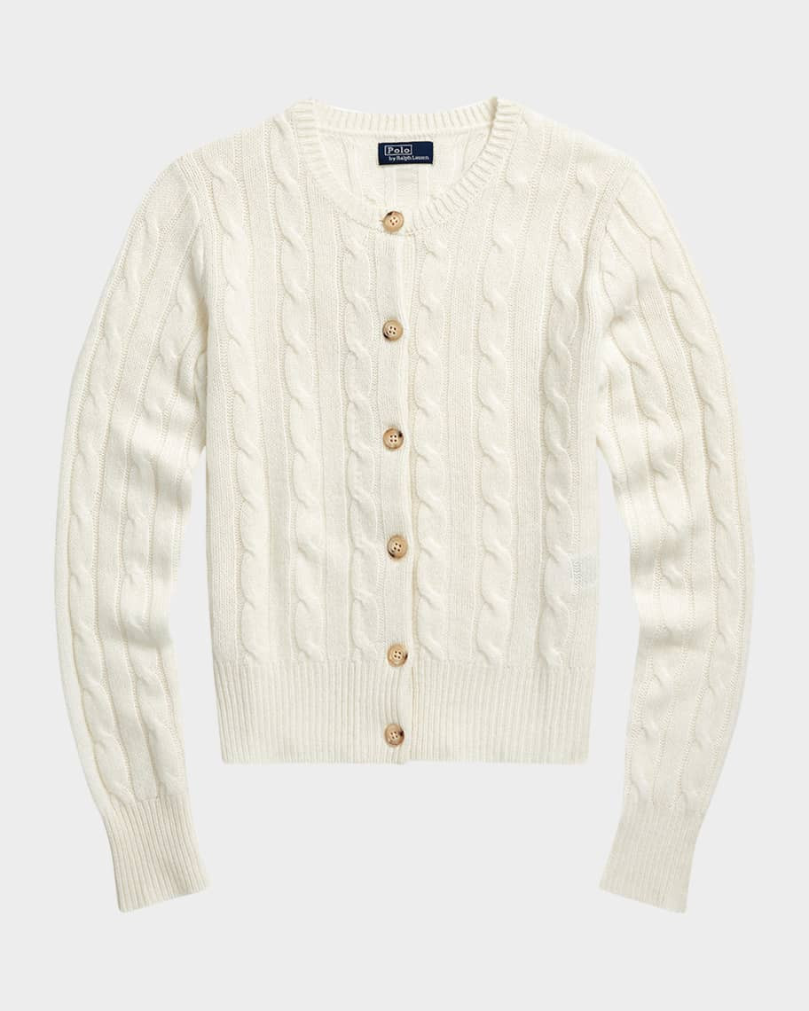 Cable-Knit Cashmere Crewneck Cardigan | Neiman Marcus