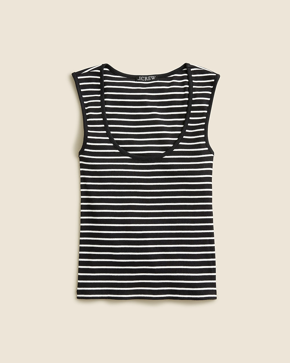 Cropped fine rib scoopneck tank top in stripe | J. Crew US