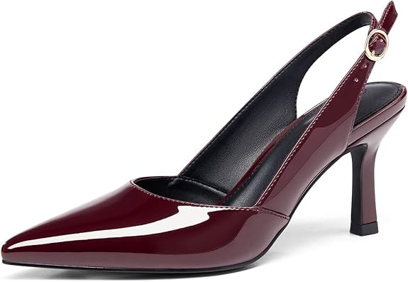 Coutgo Women's Slingback Kitten Heels Closed Pointed Toe Backless Wedding Party Dress Pumps Shoes | Amazon (UK)