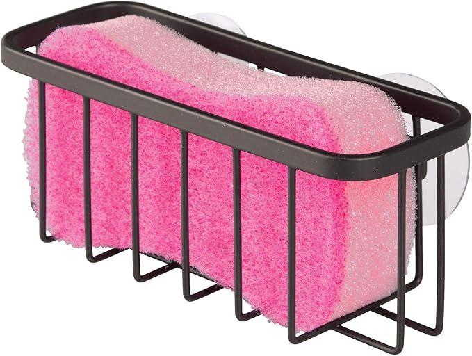 iDesign Austin Kitchen Sink Suction Holder for Sponges, Scrubbers, Soap - Matte Black | Amazon (US)