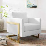 Modway Posse Performance Velvet Accent Chair in Gold White | Walmart (US)