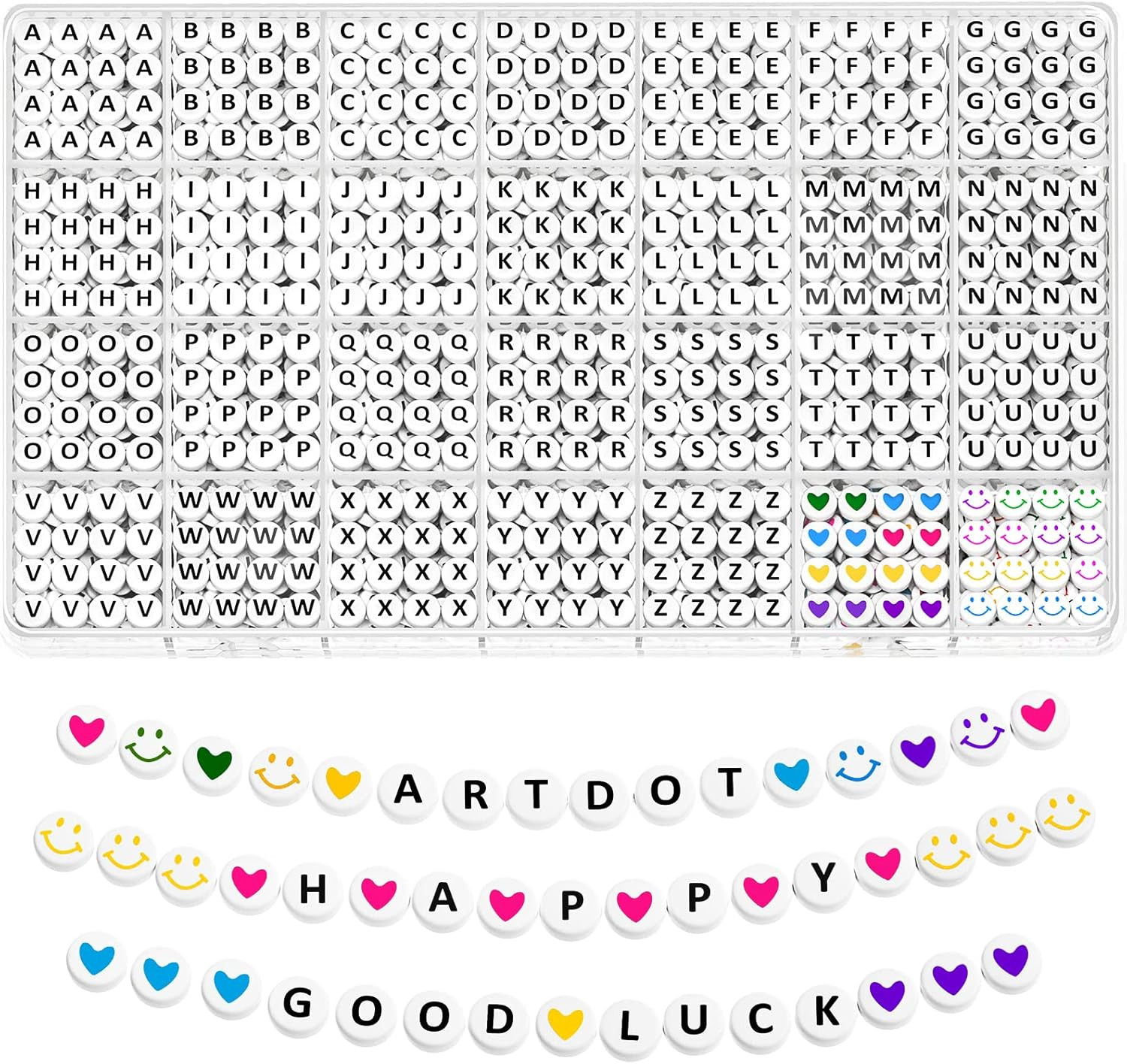 ARTDOT 1400 PCS Letter Beads, 28 Styles Friendship Bracelets Assorted Alphabet Beads Preppy Beads... | Amazon (US)