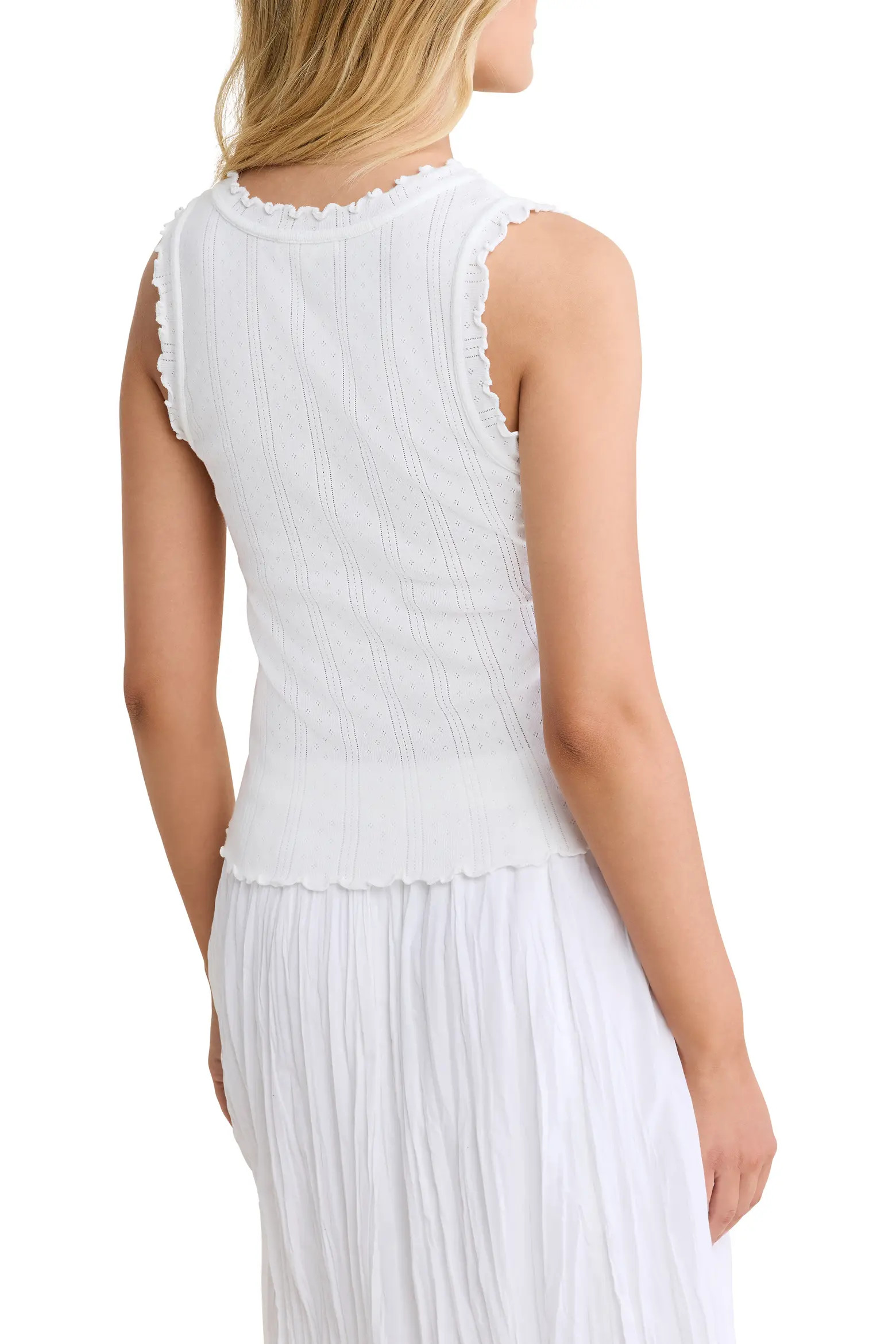 Ella Rib Lettuce Trim Cotton Pointelle Tank (Women) | Nordstrom | Nordstrom
