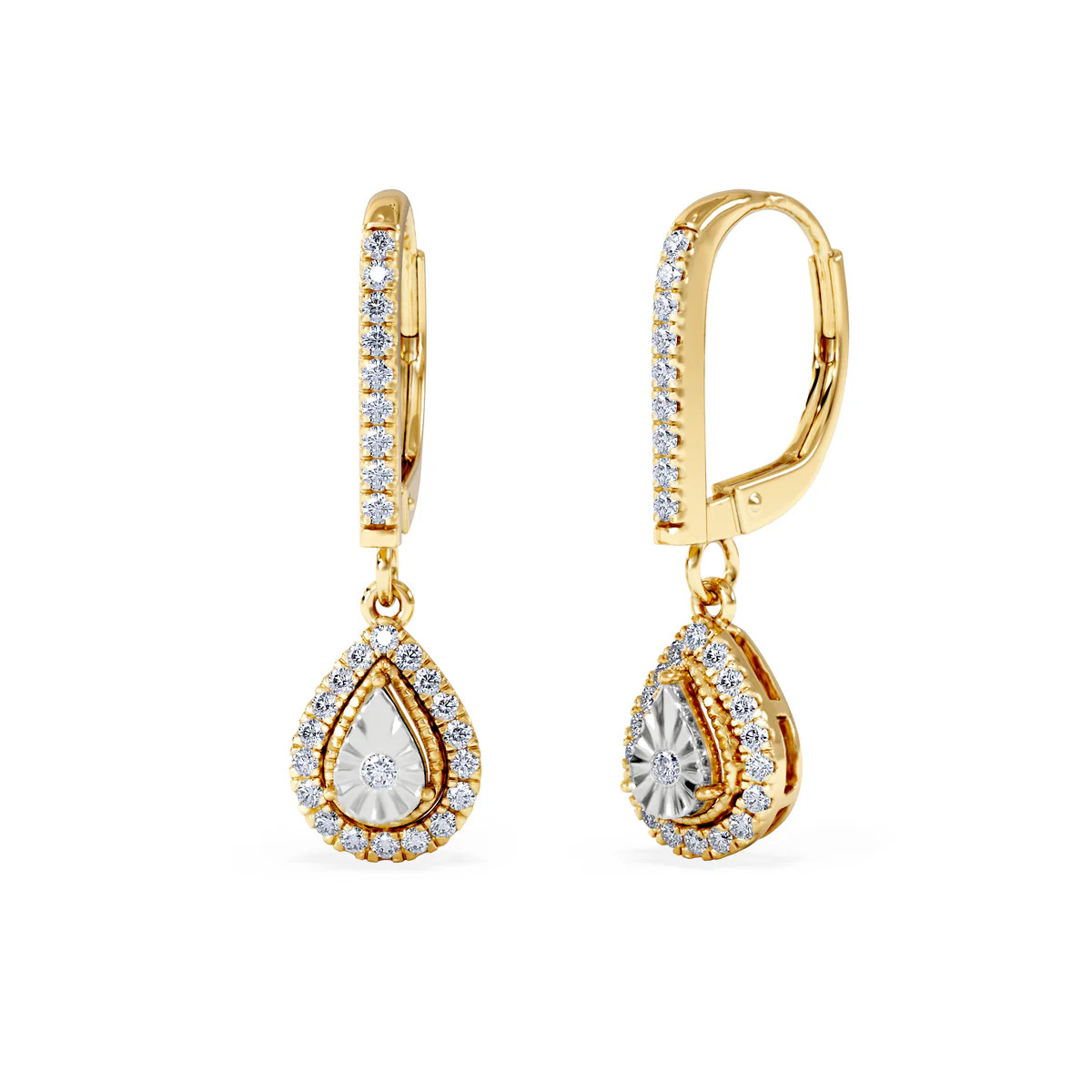 Masami Lab Diamond Pear Halo Earrings 0.20ct Pave Set in 18K Gold Vermeil | The Diamond Store