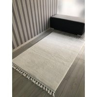 White Plush Rug, Feather Fringed Soft For Living Room & Bedroom, Washable Non Slip Leather Sole | Etsy (US)