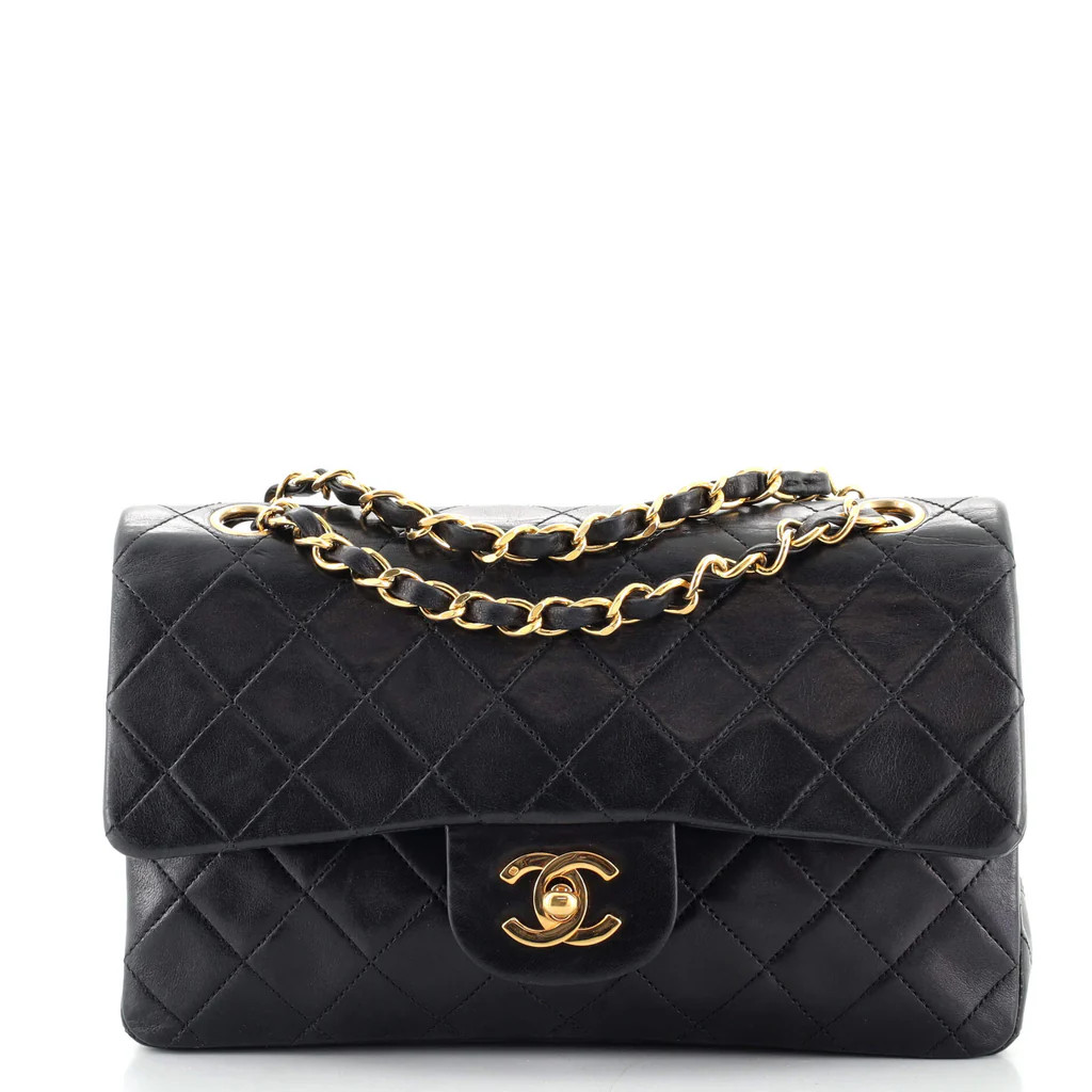 Chanel Vintage Classic Double Flap Bag Quilted Lambskin Small Black 11538844 | Rebag