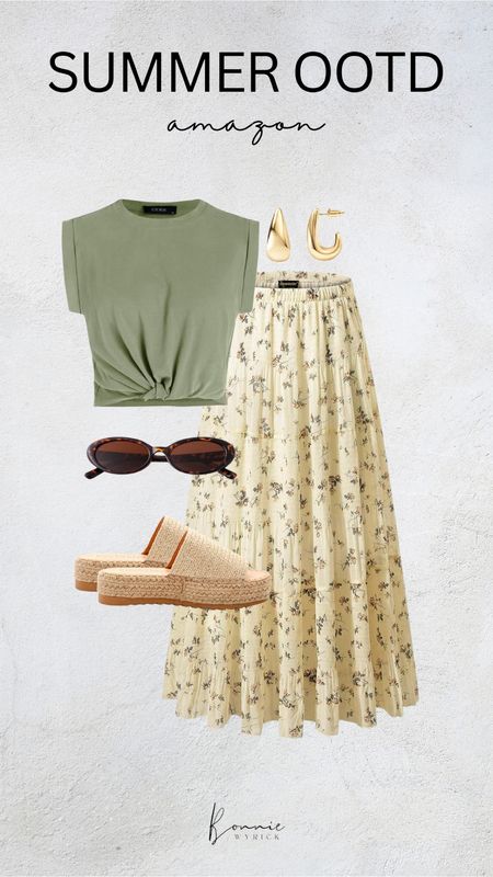 Amazon summer OOTD ☀️ midsize fashion | maxi skirt | casual summer outfit | Amazon fashion ideas | women’s sunglasses | gold accessories 


#LTKFindsUnder50 #LTKMidsize #LTKStyleTip