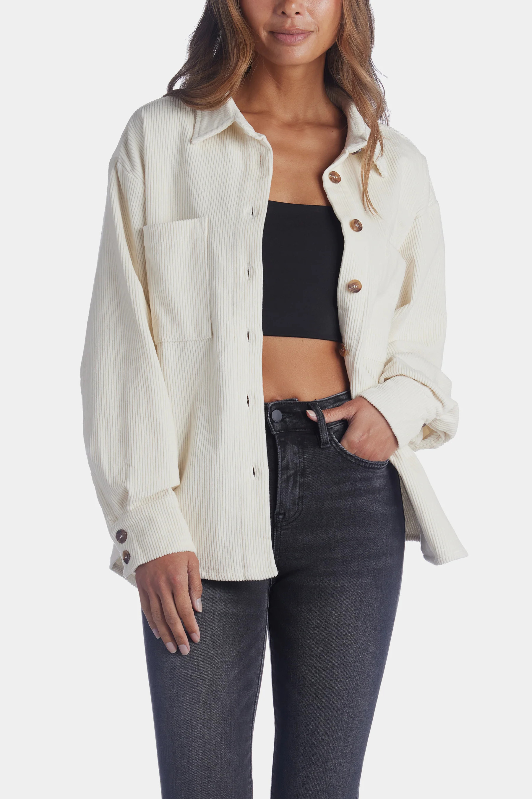 By Together Women's The Came field Corduroy Shacket in Lime Green Medium Lord & Taylor | Lord & Taylor