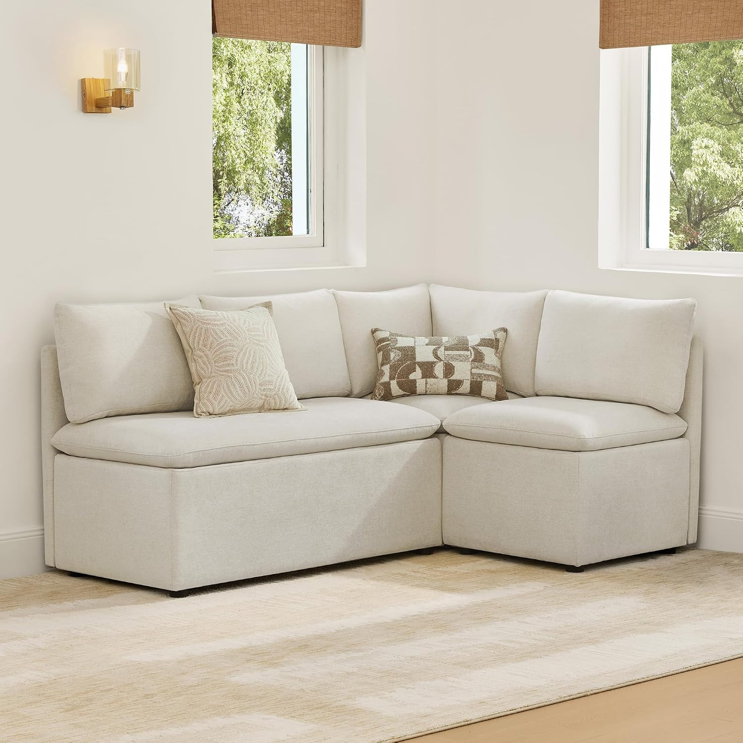 CHITA Breakfast Nook Bench with Storage, Banquette Seating, 4 Seats, Linen | Amazon (US)