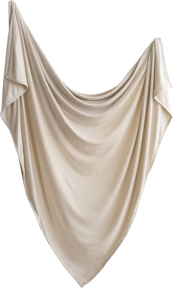 mushie Stretchy Baby Swaddle Blanket | Extra Soft & Snug Fit | 47"x47" (Fog) | Amazon (US)