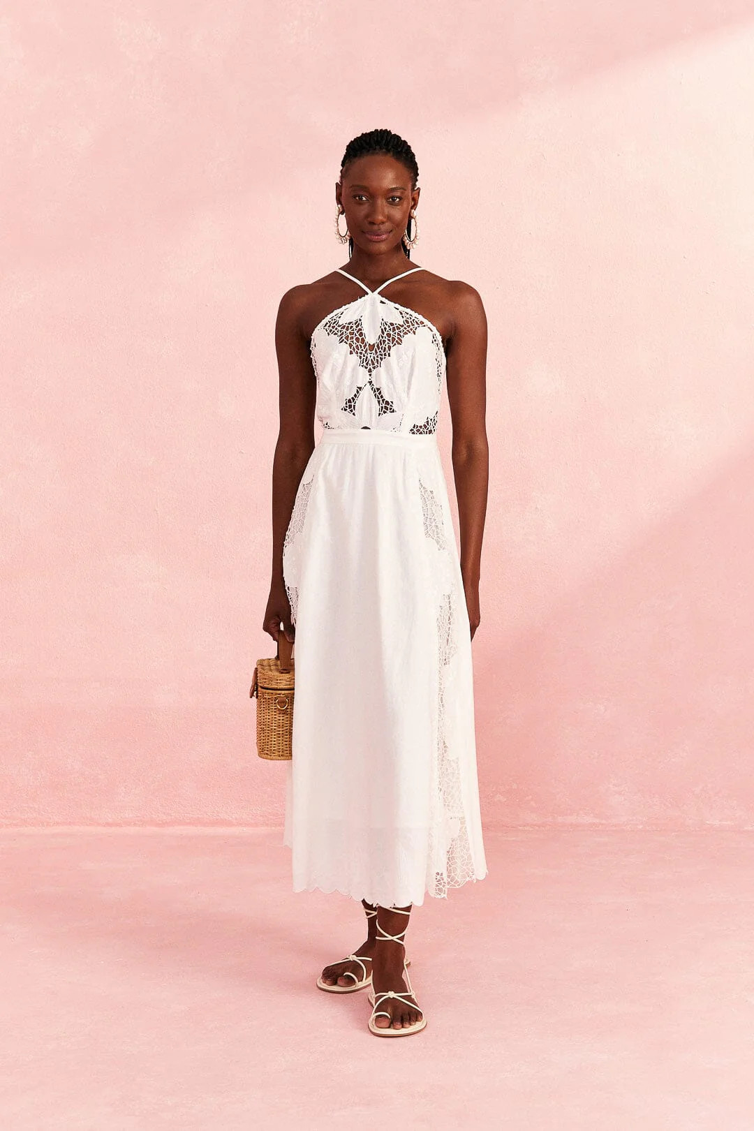 Off-White Embroidered Midi Dress | FarmRio (US)