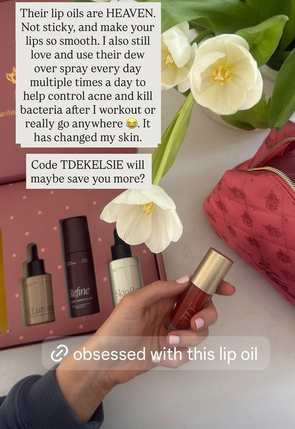 The lip oils are my FAVORITE. They aren't sticky and feel so good on your lips. I have been in a rough patch with my skin recently and the Dew Over spray has helped me SO much.  

 #LTKdayinmylife #LTKselfcare #LTKBeauty
