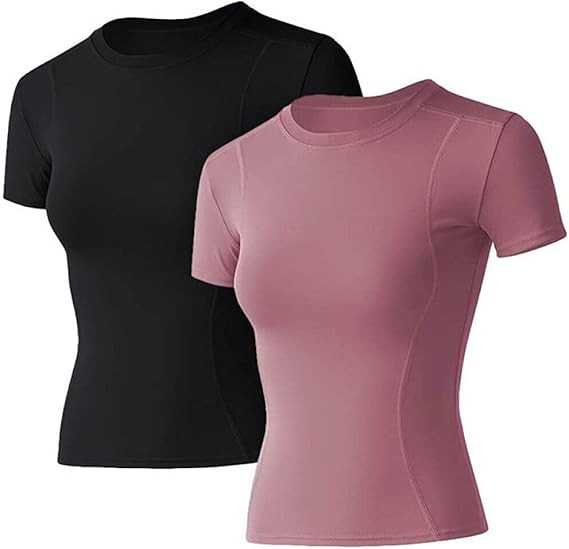 Loovoo Women Workout Shirts 1/2/3 Pack Athletic Compression Tee Dry Fit Yoga Gym Basic Tops | Amazon (US)