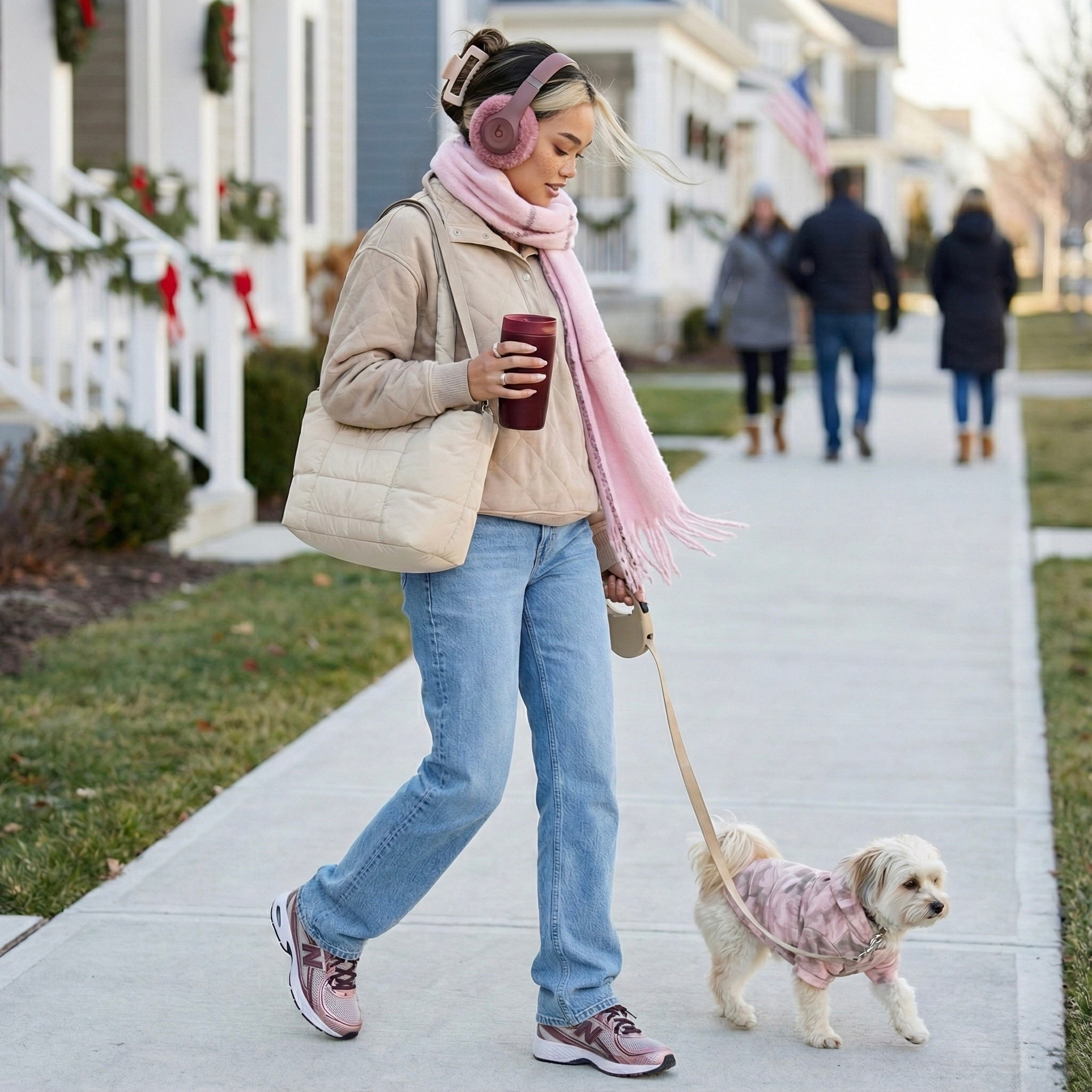 Cozy morning dog-walk outfit 🩷
• Aerie Quilted Half-Zip (size S)
• A&F High Rise 90s Relaxed Jeans (size 27)
• New Balance 530 Sneakers (size 7)
• Pink scarf + pink Beats earmuffs
• Owala travel mug + neutral tote
•  Vanilla Perfumee
• Dog hoodie from A&F

This is my go-to neutral winter walking outfit — warm, comfy, and perfect for casual everyday errands. Everything is linked below if you’re building your cozy winter wardrobe ✨
(aerie outfit, winter essentials, new balance 530 outfit, cozy dog mom style)

#LTKSeasonal #LTKHoliday #LTKFindsUnder50