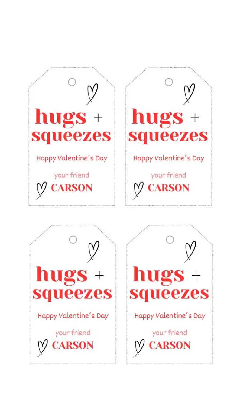 Valentine Squeeze Pouch Tag Red Printable | Custom Name Gift Tag | Easily Print at Home | Attach ... | Etsy (US)