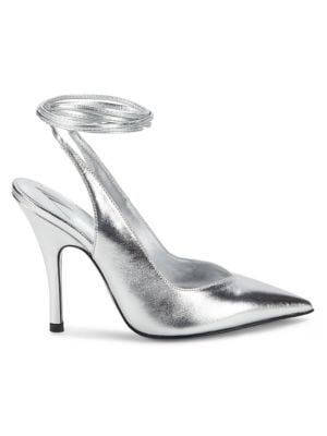 The Attico Metallic Leather Ankle Loop Pumps on SALE | Saks OFF 5TH | Saks Fifth Avenue OFF 5TH