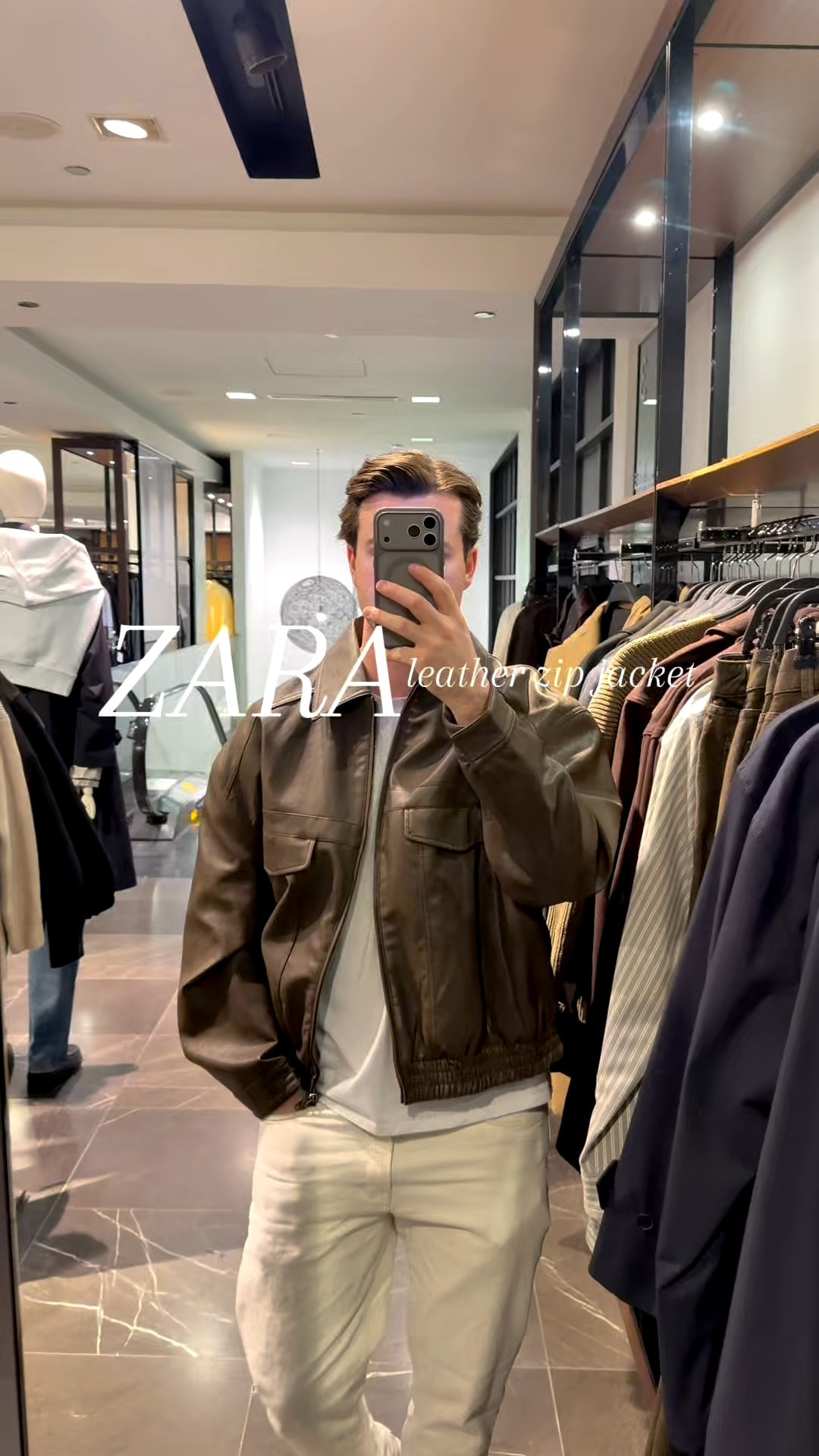 Zara men’s leather zip jacket - 5’11 wearing size large 

#LTKMens #LTKWorkwear #LTKootd