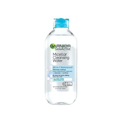 Garnier Micellar Water For Waterproof Makeup, Hydrating Facial Cleanser & Makeup Remover, Suitable for Sensitive Skin, Vegan, Cruelty Free, 13.5 Fl Oz (400mL), 1 Count | Amazon (US)