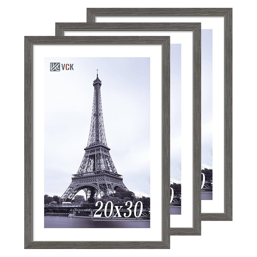 VCK 20x30 Frame 3 pack, Grey Solid Wood Poster Picture Frame, Exclusive Wood Grain, Wall Mounting... | Amazon (US)