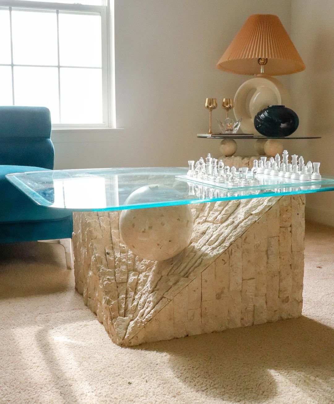 Vintage tessellated table, Post Modern Stone Coffee Corner table, Postmodern 1980s design table | Etsy (US)