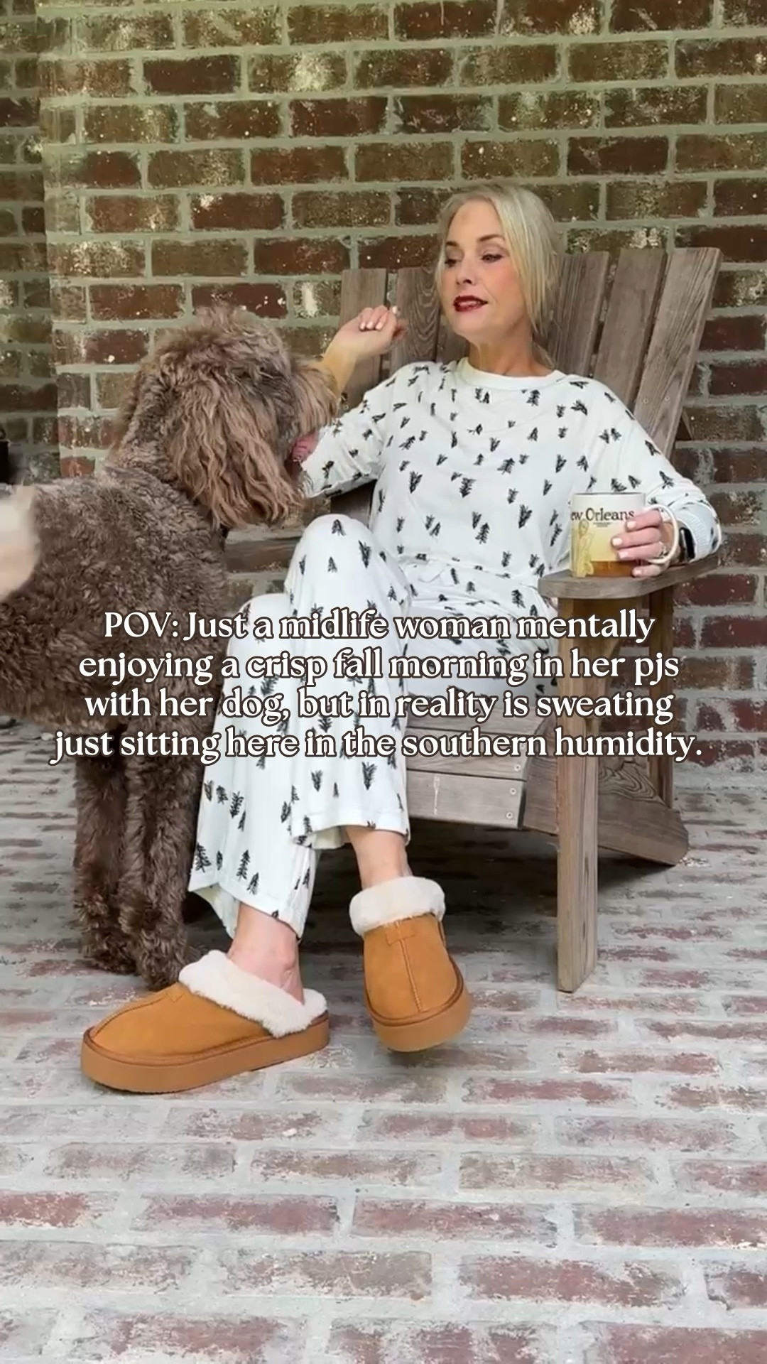 POV: Mentally, I’m enjoying a crisp fall morning in cozy PJs with my pup… but reality? Just sitting here sweating in the southern humidity! 😅 

Who else is ready for cooler weather to actually match the fall vibes?



#LTKVideo #LTKSeasonal #LTKOver40