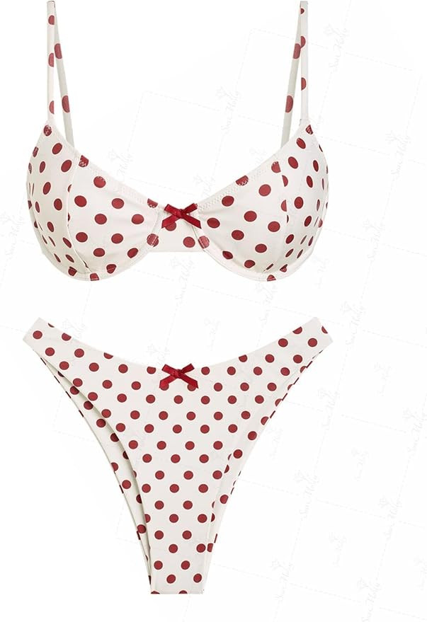 seamoly Vintage Gingham Bowknot Decor Tied Back Underwire Bikini Set | Amazon (US)