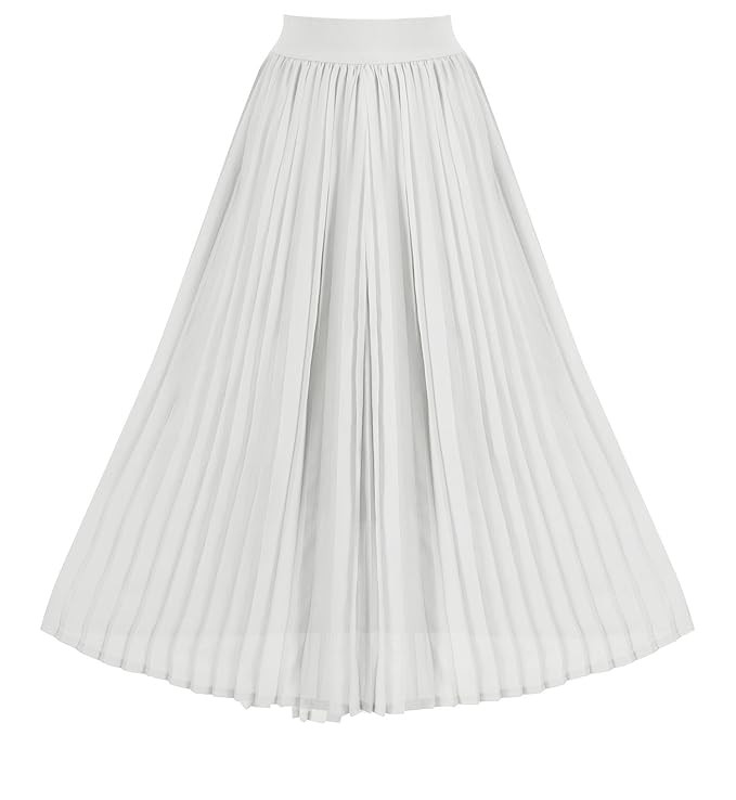 Howriis Women's Summer Chiffon Pleated A-line Midi Skirt Dress | Amazon (US)