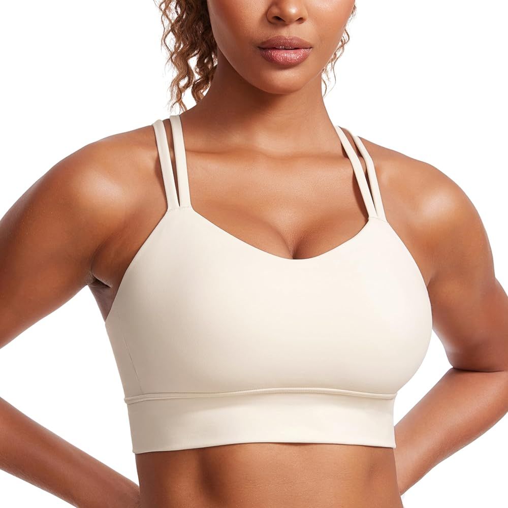 CRZ YOGA Womens Butterluxe Strappy Longline Sports Bra - Molded Cup Double Spaghetti Strap Workou... | Amazon (US)