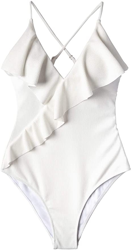 CUPSHE Women's One Piece Swimsuit Ruffle Wrap Textured Beach Swimwear Bathing Suits | Amazon (US)
