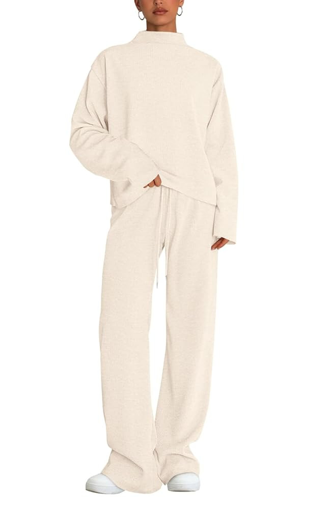 PRETTYGARDEN Conjunto deportivo de dos piezas para mujer, cuello alto falso, manga larga, pantalo... | Amazon (US)