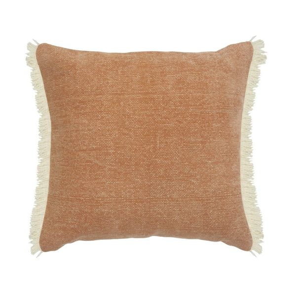 20" Caramel Brown and White Coated Fringed Square Throw Pillow | Walmart (US)