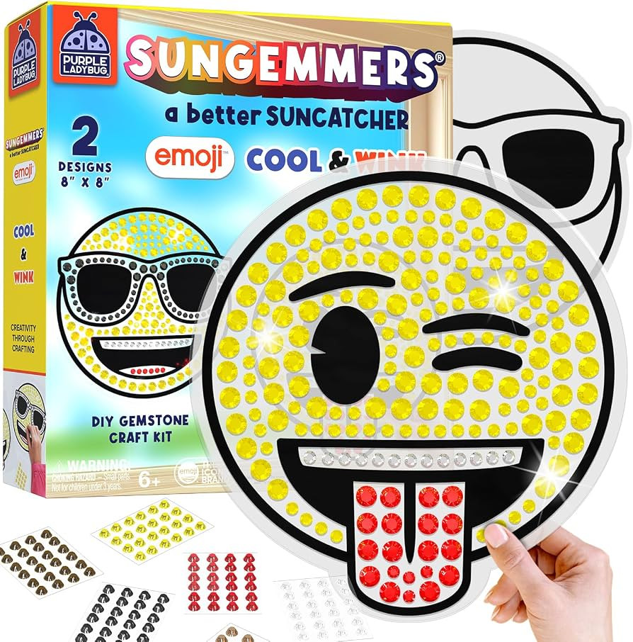 SunGemmers Emoji Cool & Wink Window Art Kit - DIY Diamond Art Suncatcher Craft for Kids Ages 6-12... | Amazon (US)