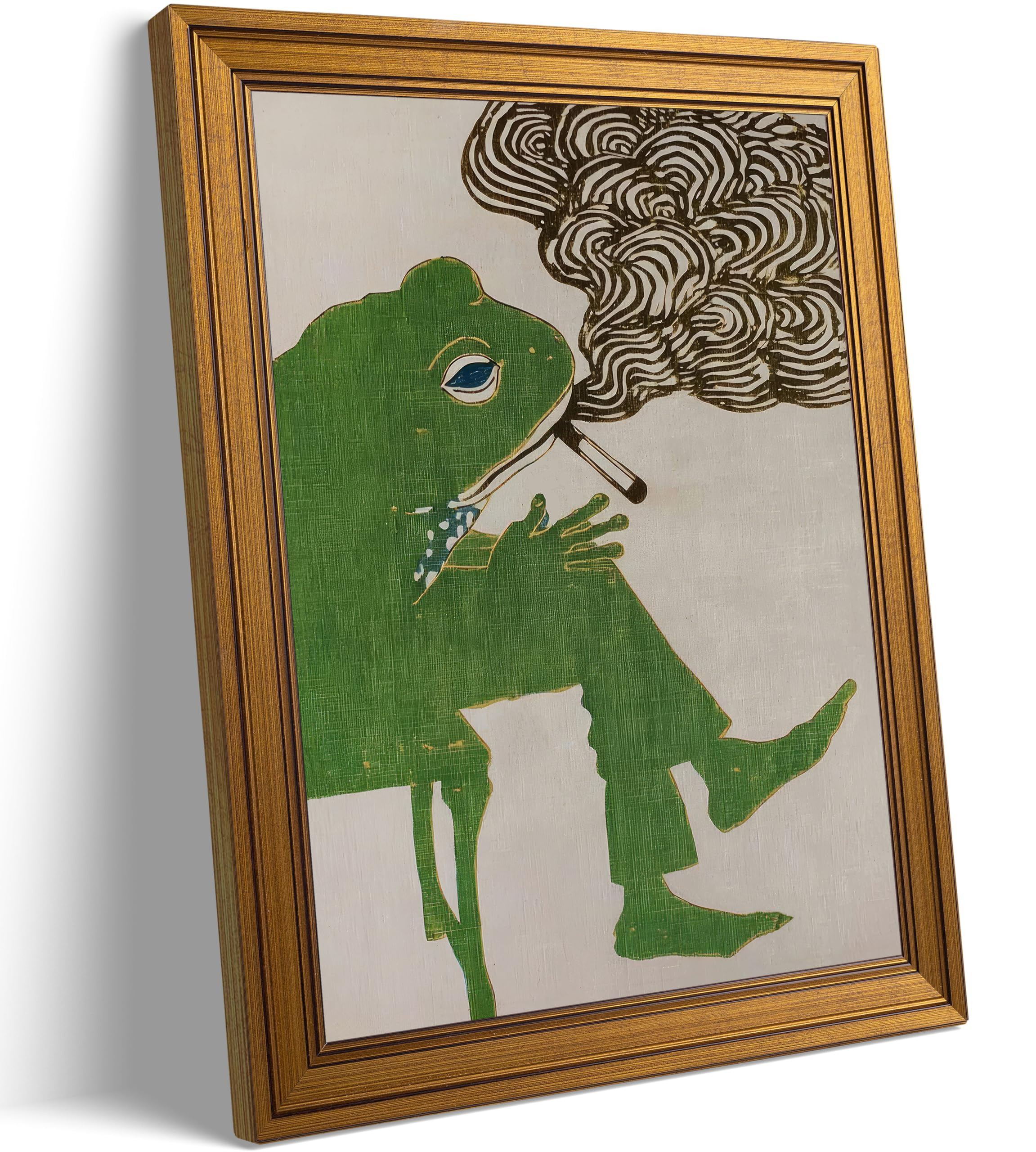 Vintage Gold Framed - Smoking Frog Canvas Wall Art,Retro Japanese Ukiyo-e Style Picture,Whimsical... | Amazon (US)