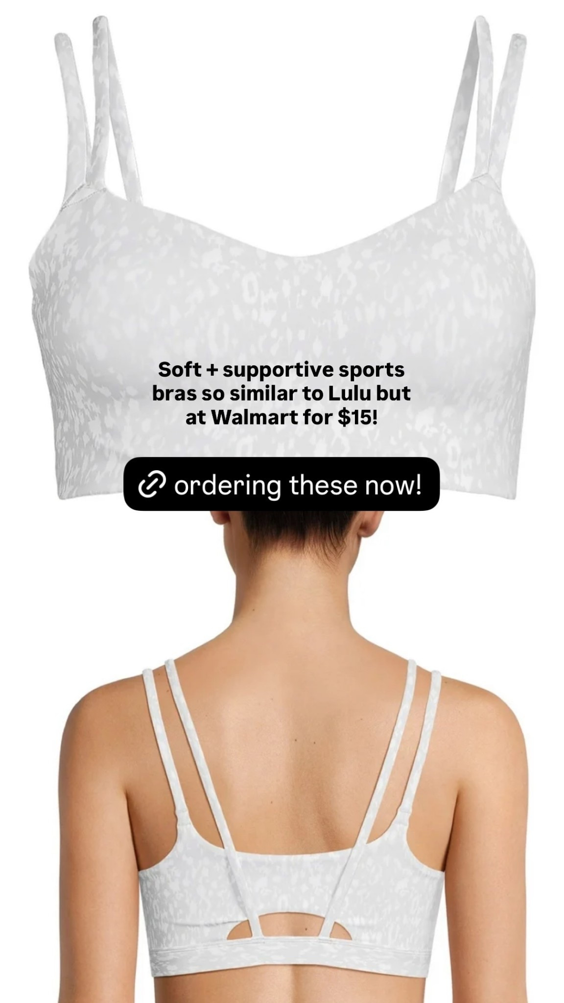 Soft + supportive sports bras so similar to Lulu but at Walmart for $15!