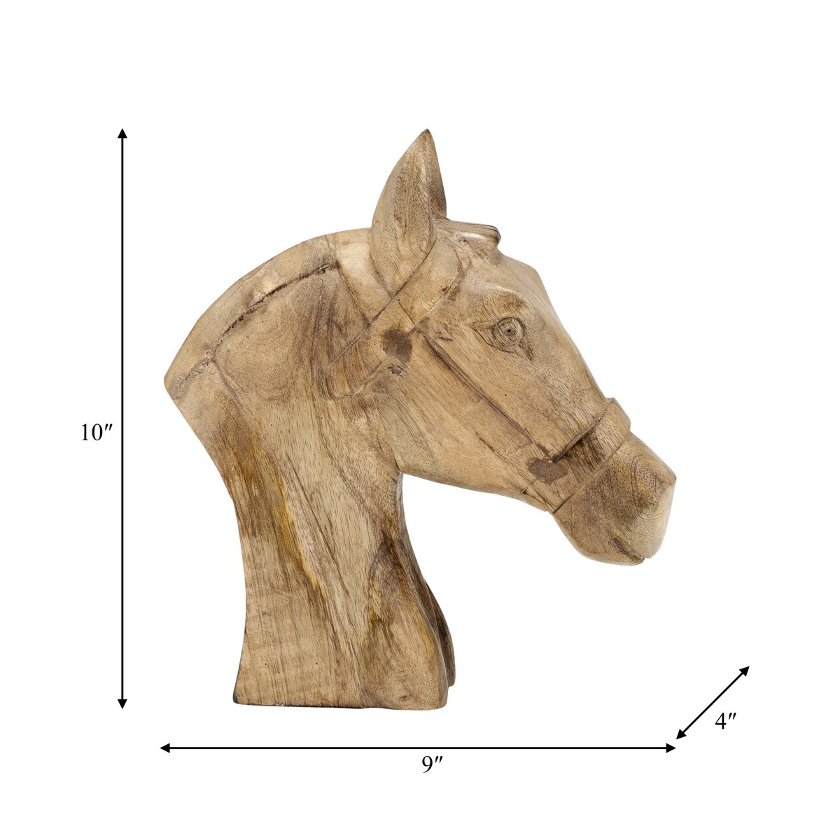 Pewamo Handcrafted Wooden Horse Head Figurine - Brown 10" Modern Decorative Accent for Home, Offi... | Wayfair North America