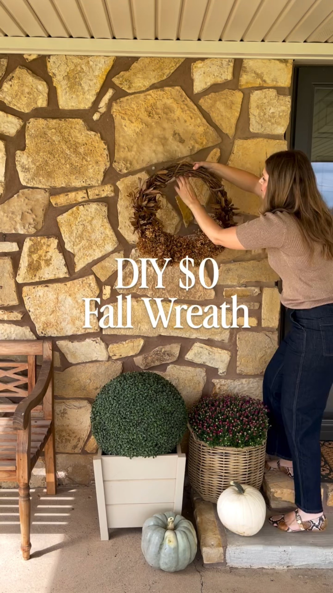 Seriously, SO EASY! You could do this DIY wreath with any foliage (I think greenery and other dried flowers would be so pretty to incorporate!). In all fairness, I did repurpose an old wreath my MIL and I made 10 years ago - so you will need a grapevine wreath to get started! You can find those at any craft store for around $10! I’ve rounded up a few for you here. Then you can use it over and over again. Would you DIY your own wreath? Or are you on Team Store-bought?

#LTKHalloween #LTKHome #LTKSeasonal