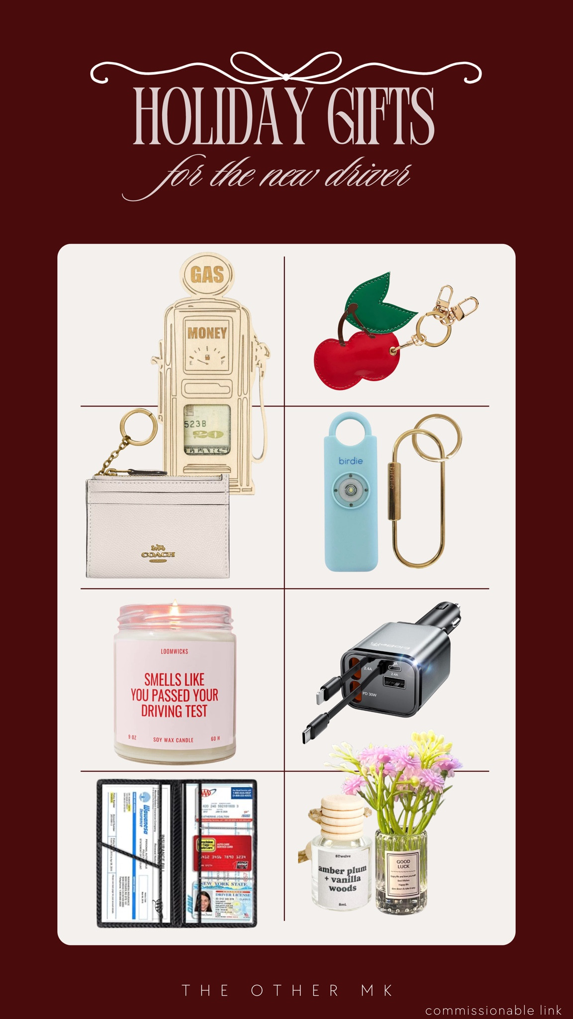 holiday gifts, Christmas gifts, trendy gifts, wishlist, holiday favorites, gifts for the new driver, car diffuser, car charger, coach wallet, keychain, birdie, new driver candle, car insurance and registration holder, flower vase car diffuser 

#LTKSeasonal #LTKGiftGuide #LTKHoliday