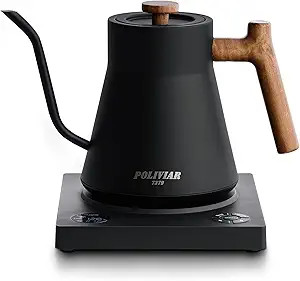 POLIVIAR Electric Gooseneck Kettle, 1200W Electric Tea Kettle w/teak wood handle, 34oz Pour Over ... | Amazon (US)
